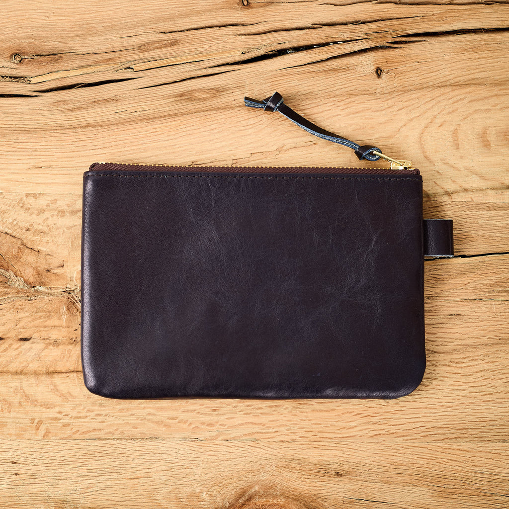 y'2 leather | horse hide leather poach small - indigo