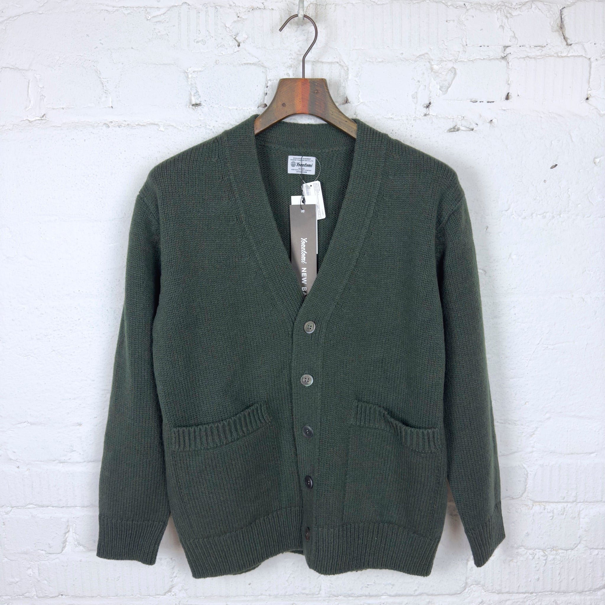 yonetomi | soft lambswool cardigan - dark green – stuf|f-official