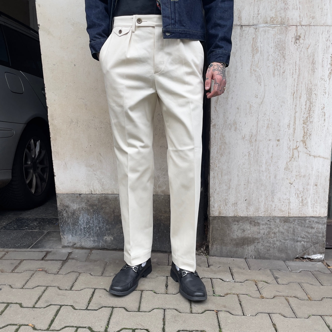 addict clothes | acv-tr02kt single-pleated katsuragi cotton army