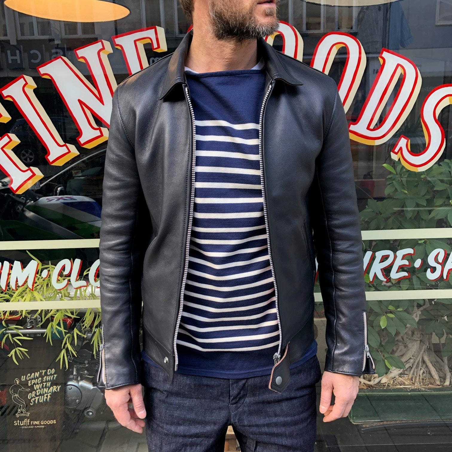 ad-01 center-zip jacket (sheep) dark navy | addict clothes | made