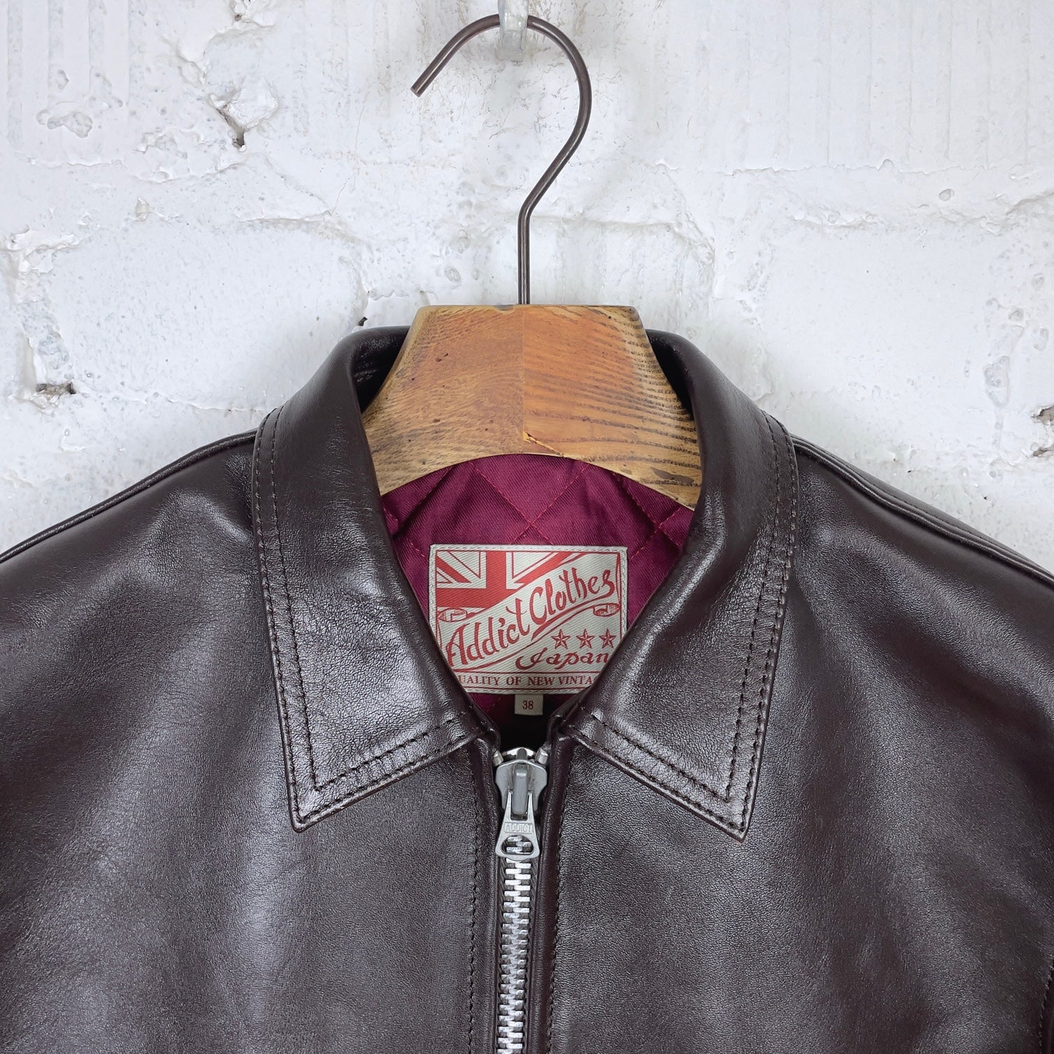 ad-01 horse-hide center-zip jacket dark brown (teacore) | addict