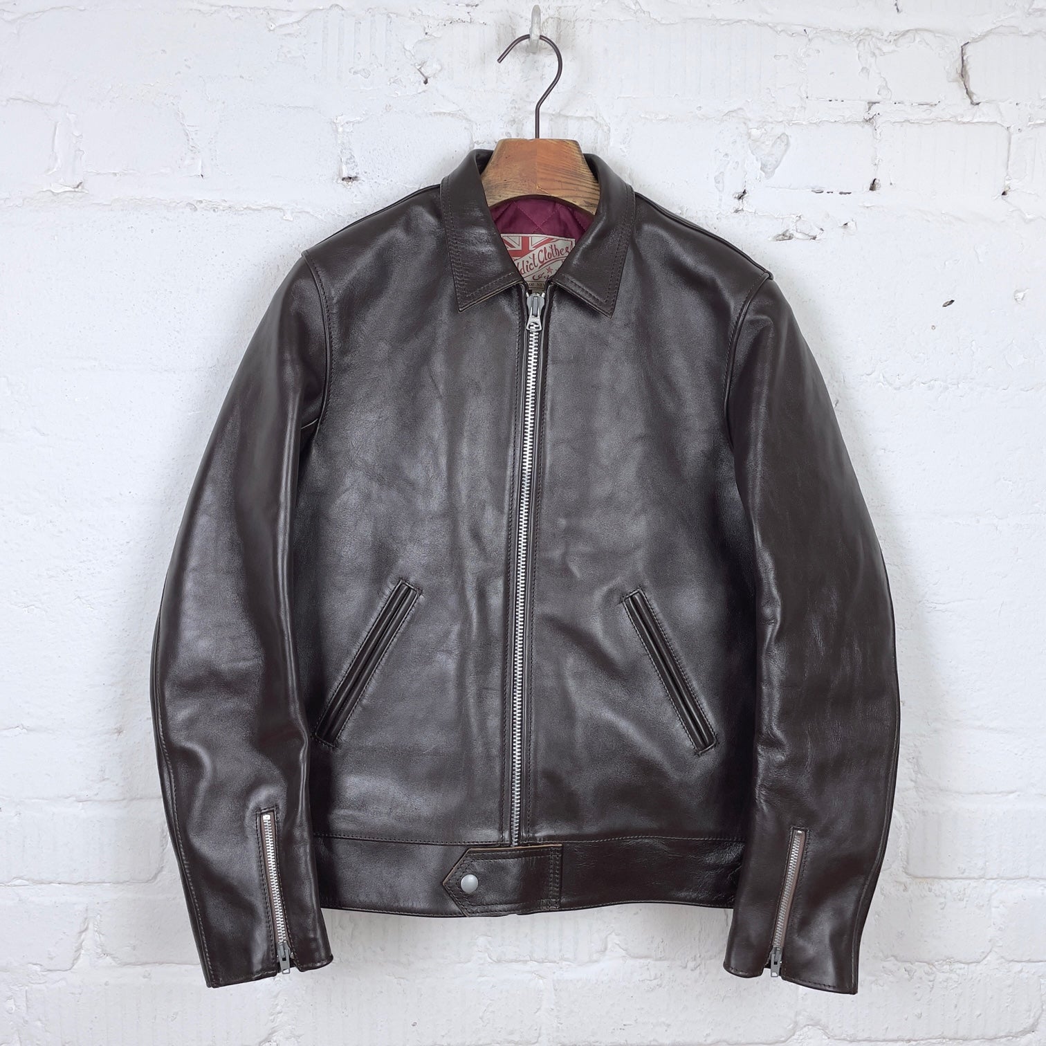 ad-01 horse-hide center-zip jacket dark brown (teacore) | addict