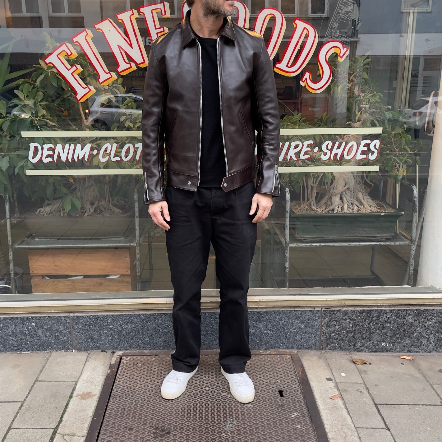 ad-01 horse-hide center-zip jacket dark brown (teacore) | addict