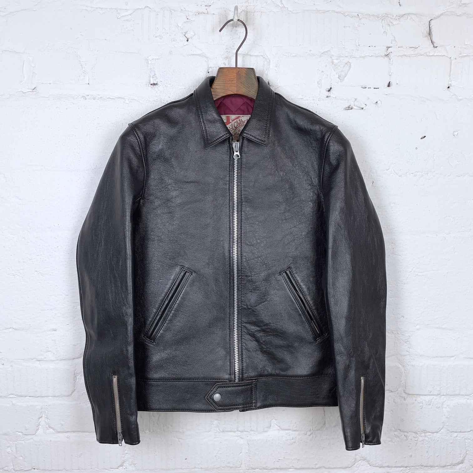 ADDICT CLOTHES AD-01 キップレザー ブラック 36 addict clothes | ad-01 center-zip jacket (sheep) black