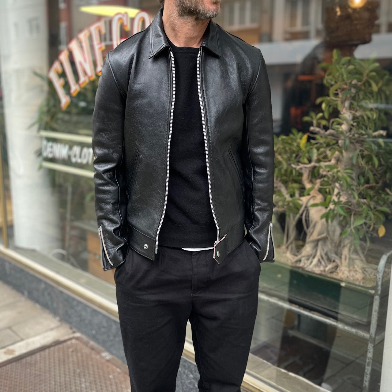 addict clothes | ad-01 center-zip jacket (sheep) black – stuf|f