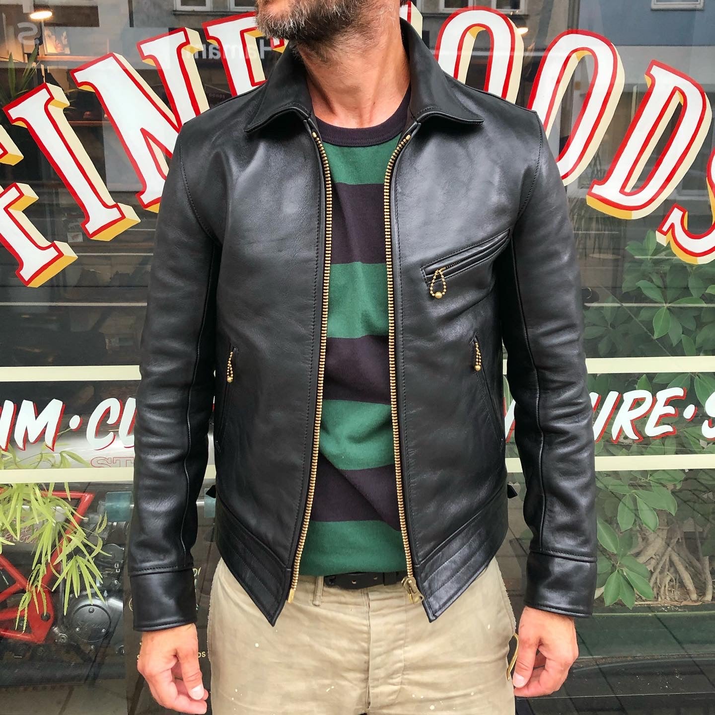 addict clothes x stuf|f ad-st01 horsehide 1940s sports jacket