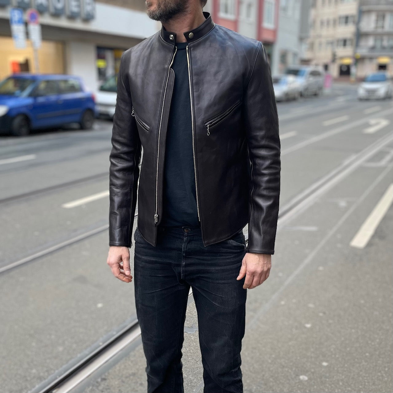 richard 1.3mm black shinki horsehide jacket | fine creek leathers