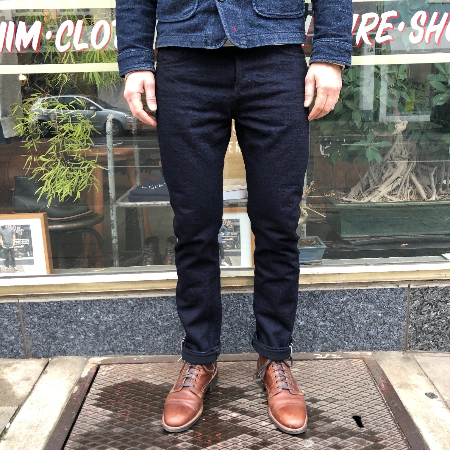 dress shoes black jeans 1109srb slim indigo x black jeans | fullcount