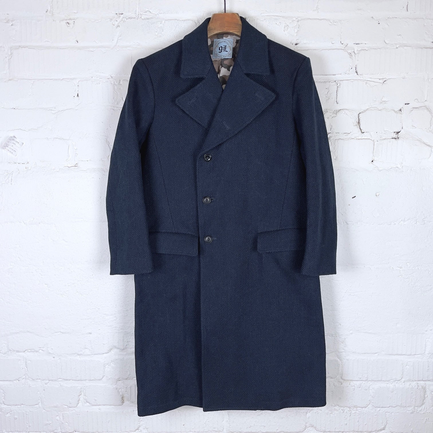 nine lives indigo sashiko ulster coat - Main Image