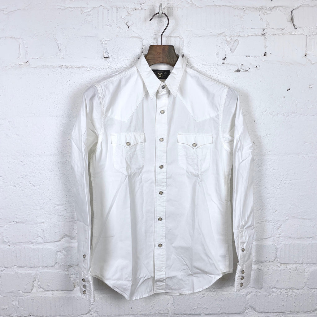 rrl | slim fit western shirt - white poplin