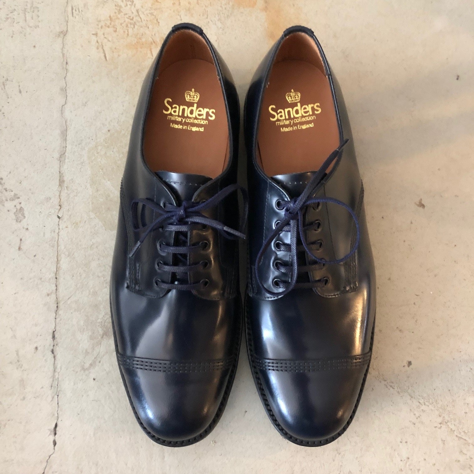 靴 SANDERS TOECAP GIBSON UK7 picusa gibson cap toe shoe navy | sanders military collection