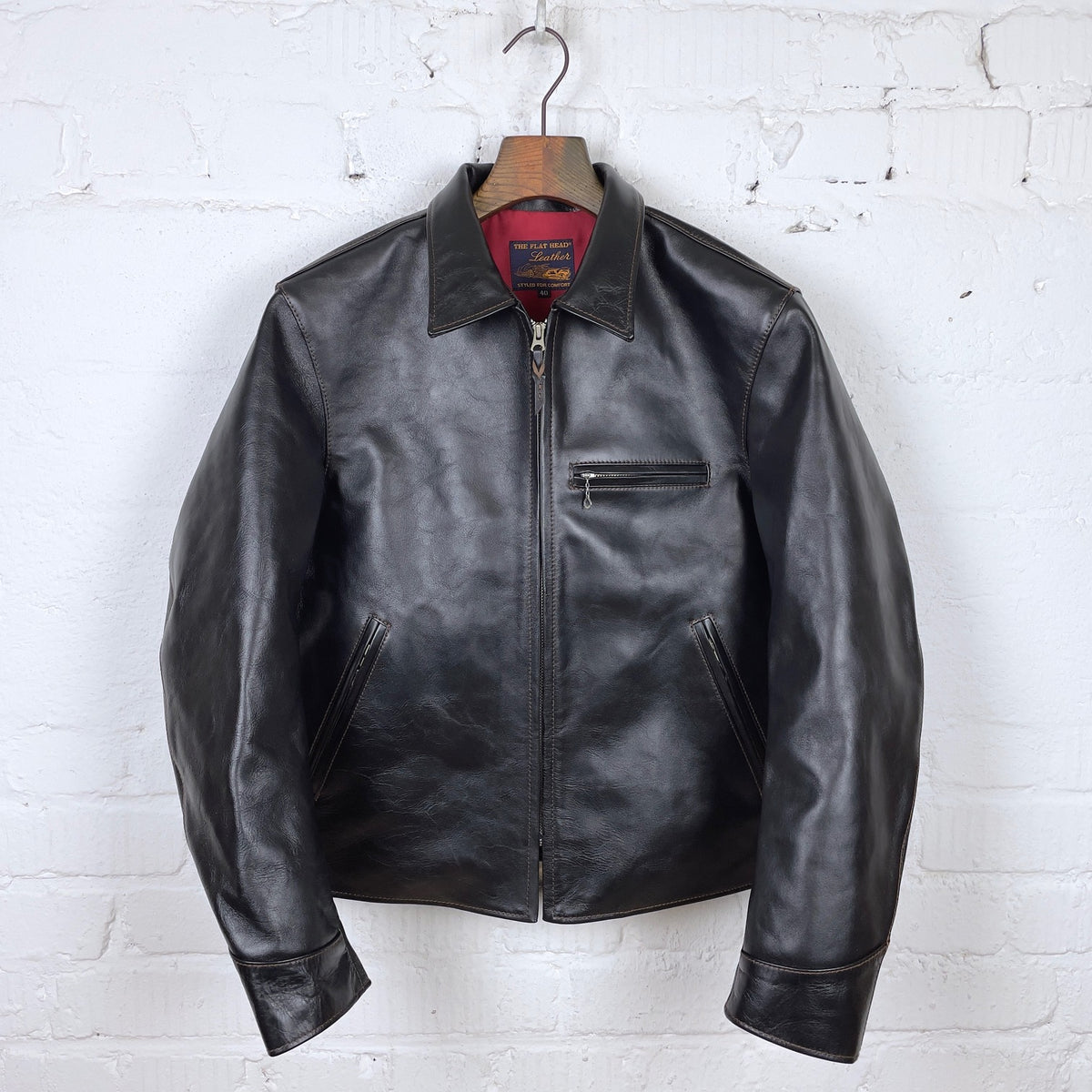 the flat head | fn-lj-hs005 horsehide single rider's jacket - black ...