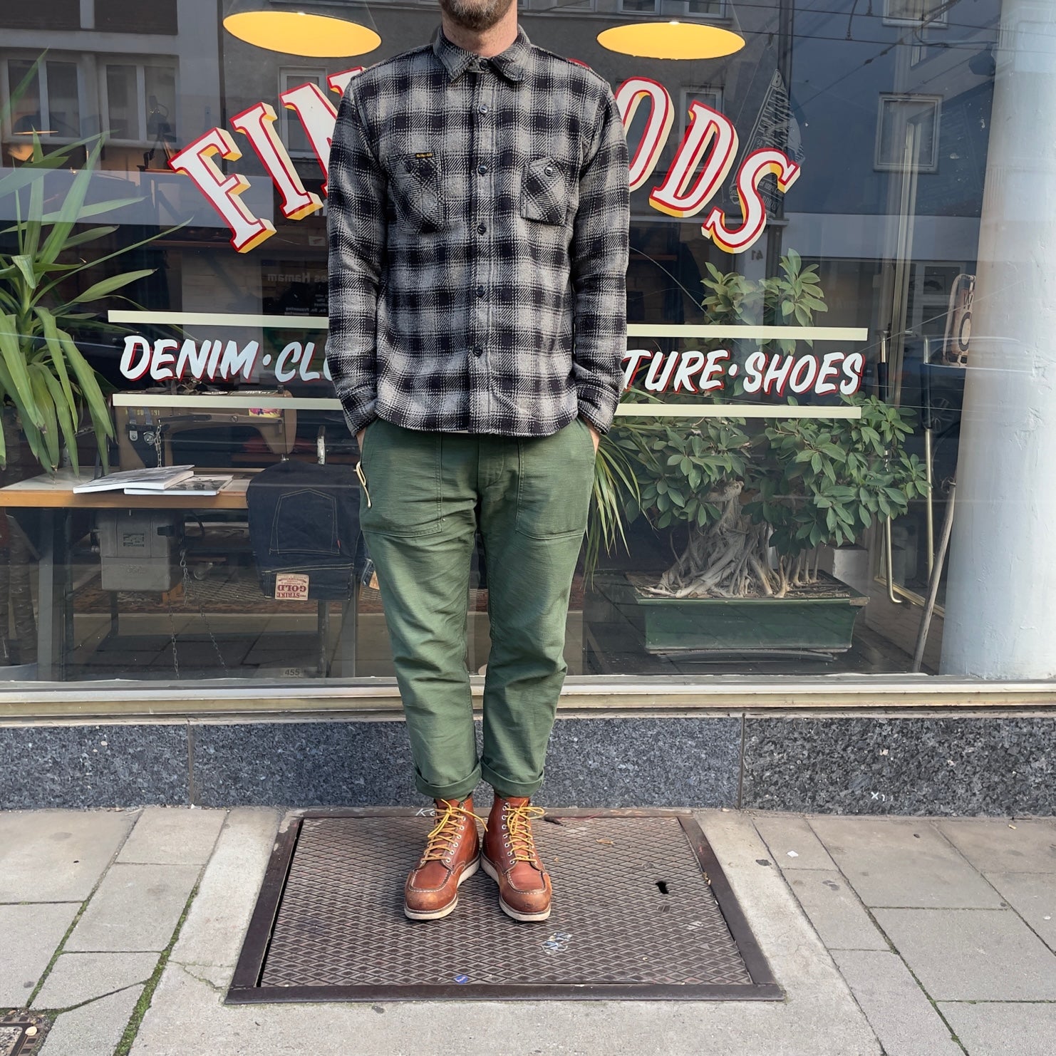 sgs2203 recycled cotton flannel mixed nep check work shirt gray | the strike gold | made in japan stuf|f-official sgs2203 recycled cotton flannel mixed nep check work shirt gray | the strike gold | made in japan stuf|f-official