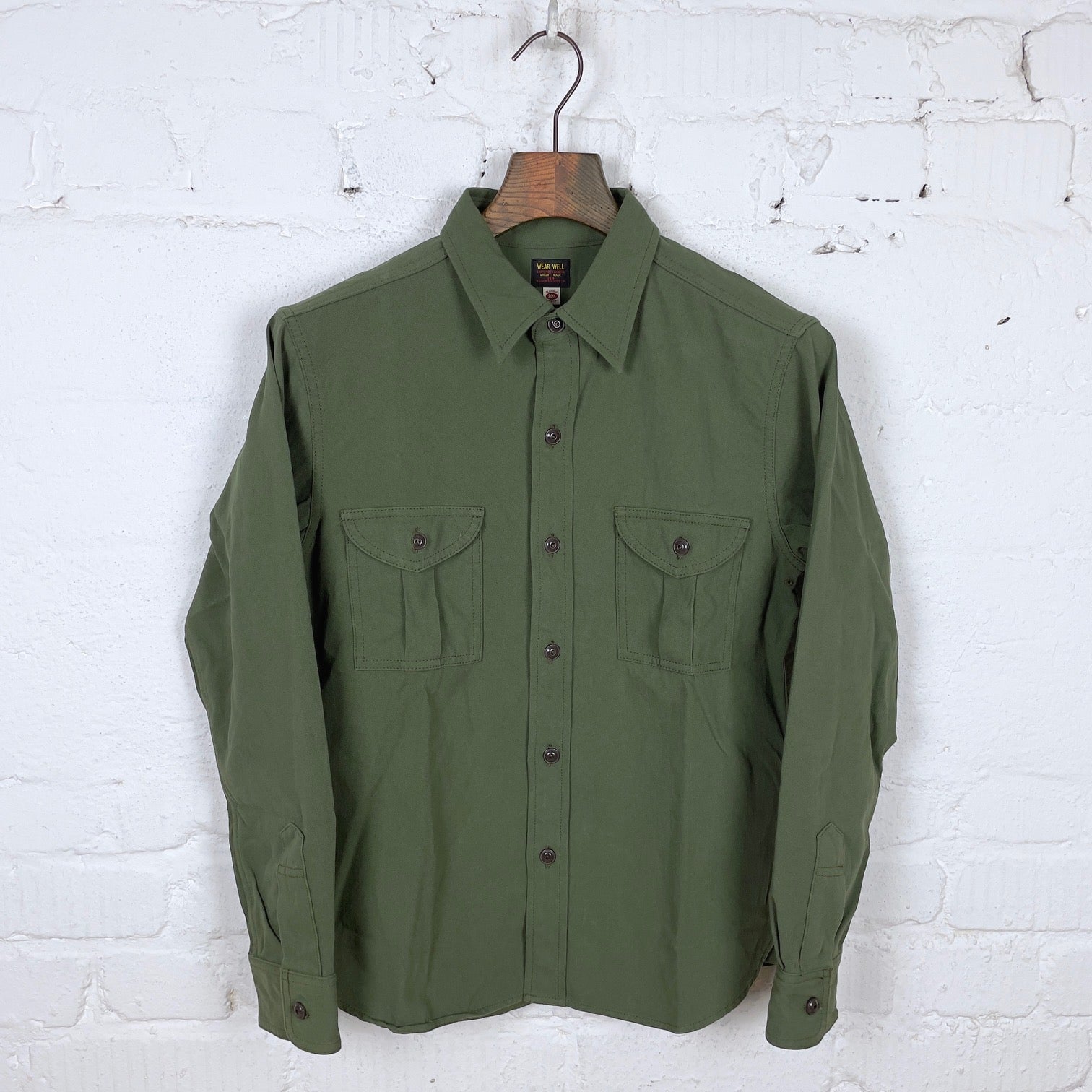 strongly twisted twill safari shirt - olive, ues, made in japan –  stuf