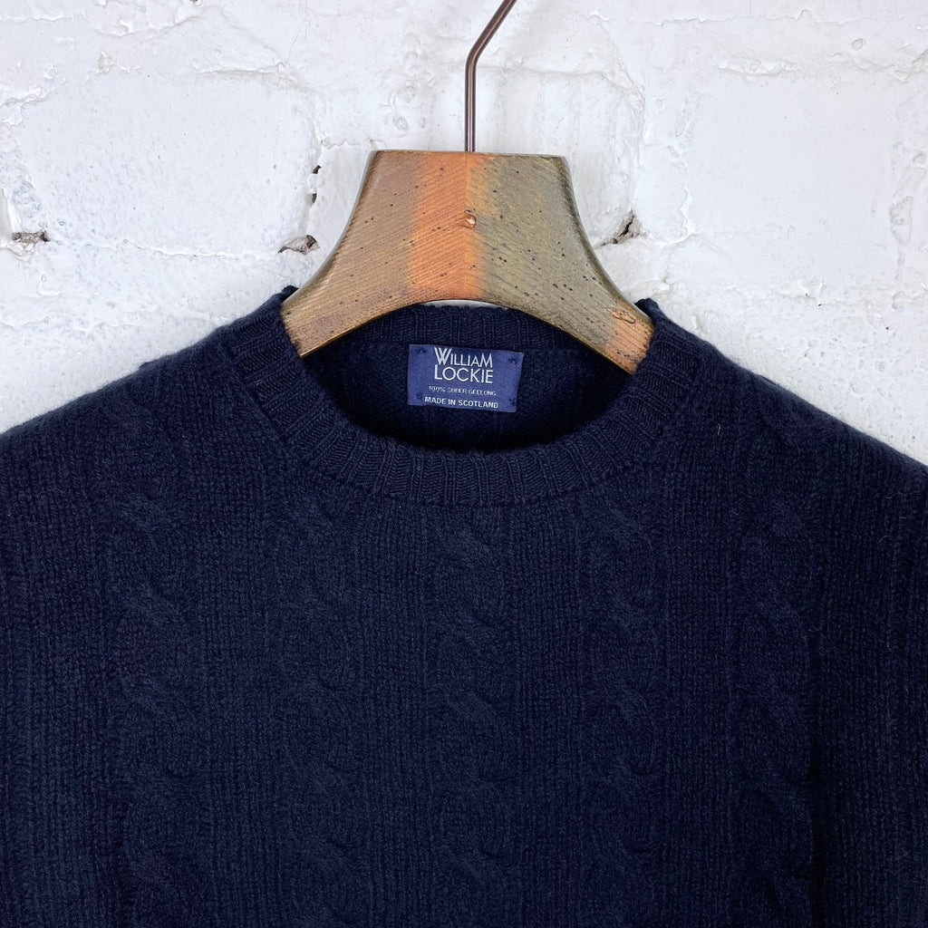 william lockie | gullan super geelong cable knit sweater - dark navy - Bild 4