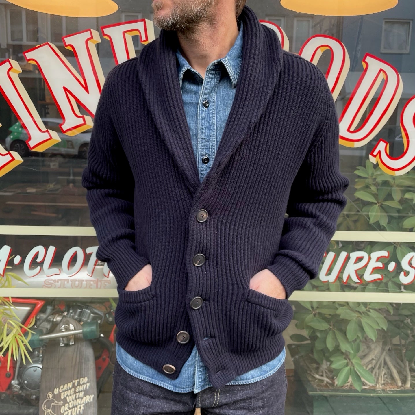 william lockie x stuf|f | windsor shawl collar knit cardigan