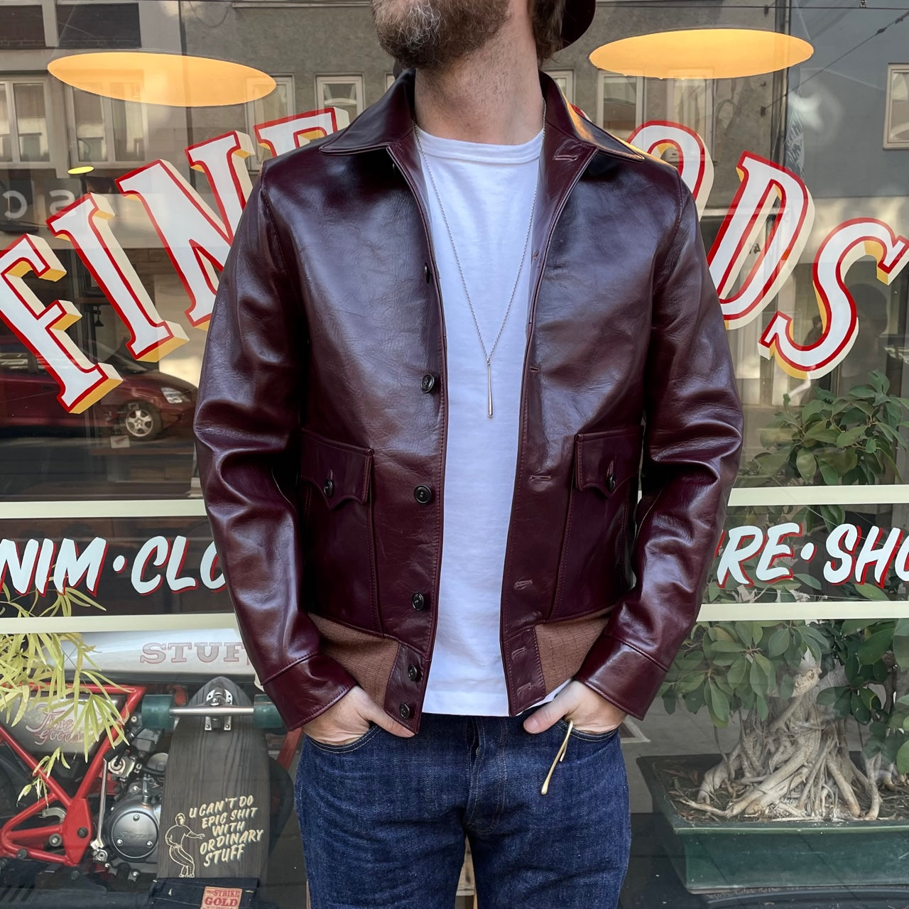 civilian model a-1 jacket (lb-149) - cherry | y'2 leather | made